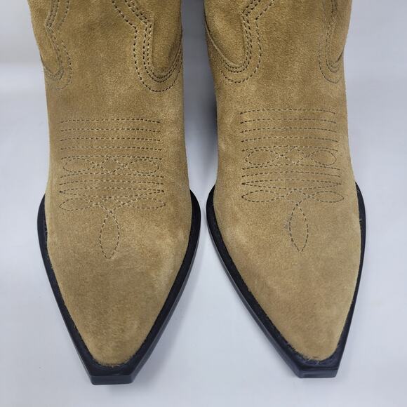 Zara Boots Women EU42 US11 Tan Suede Western Embroidered Cowgirl Rodeo Tall NEW - Picture 5 of 16
